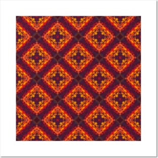 Deep Purple, Orange, Yellow and Red Diamond Pattern - WelshDesignsTP005 Posters and Art